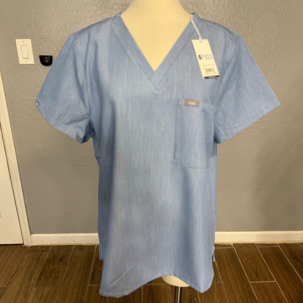 FIGS NWT Women's Catarina One-Pocket Scrub Top Heather Indigo Blue Size 2XLR